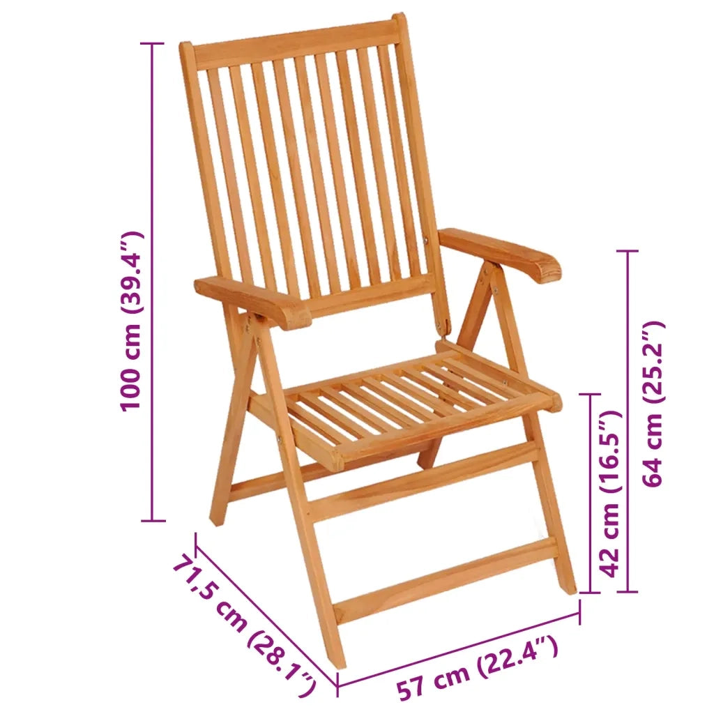 Sedie Reclinabili da Giardino con Cuscini 8 pz Massello di Teak 3072545
