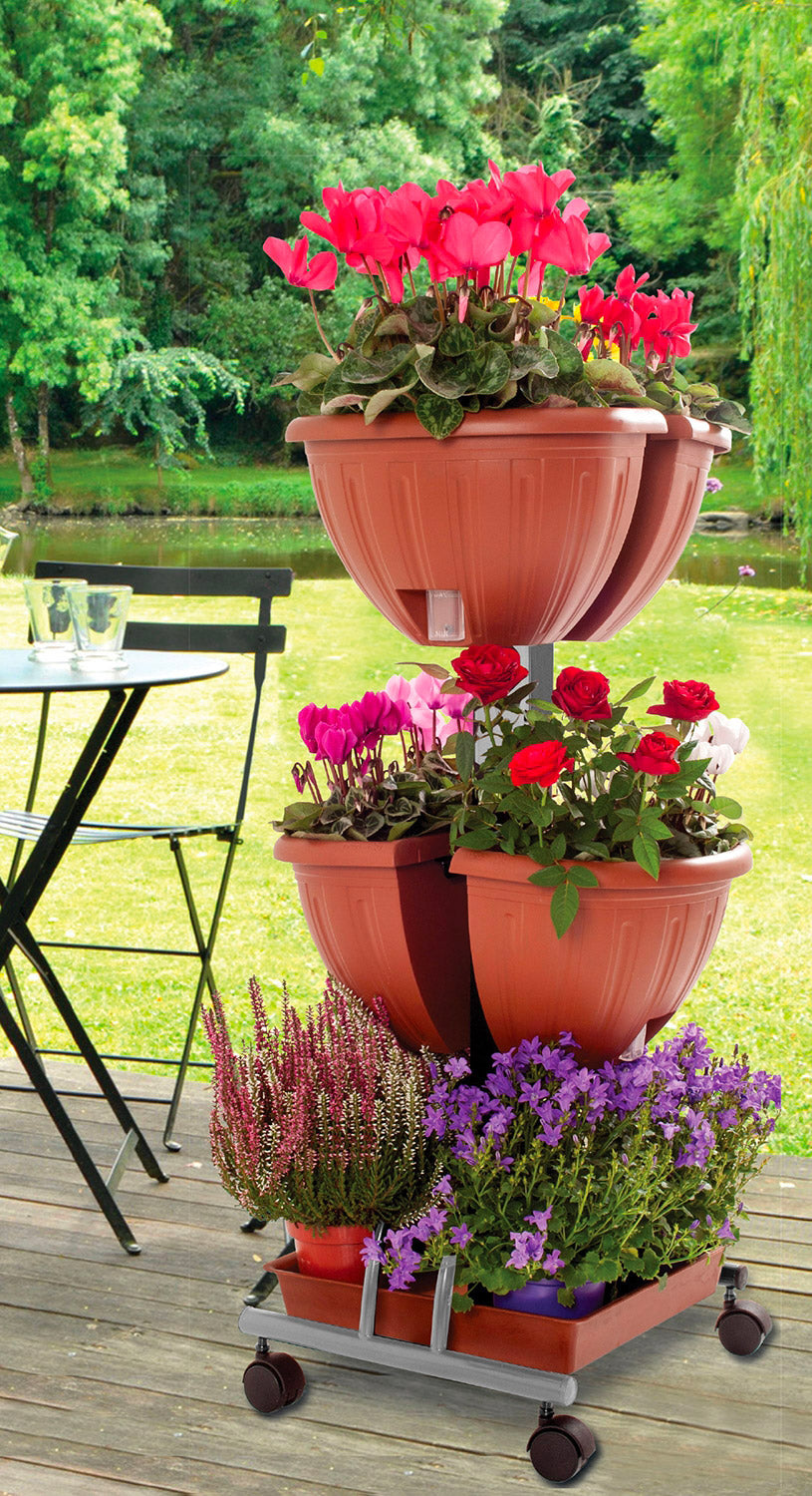 Colonna Portavasi in Acciaio con Ruote Agrati Funnì Grigio