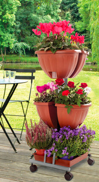 Colonna Portavasi in Acciaio con Ruote Agrati Funnì Grigio