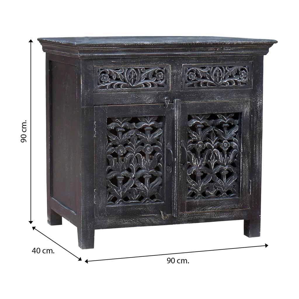 Tavolino da ingresso in legno artigianale 90x40x90h cm