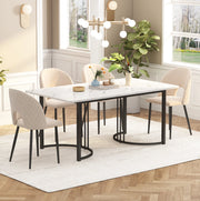 Set da pranzo 5 pezzi con tavolo 140x80 cm e 4 sedie in velluto beige