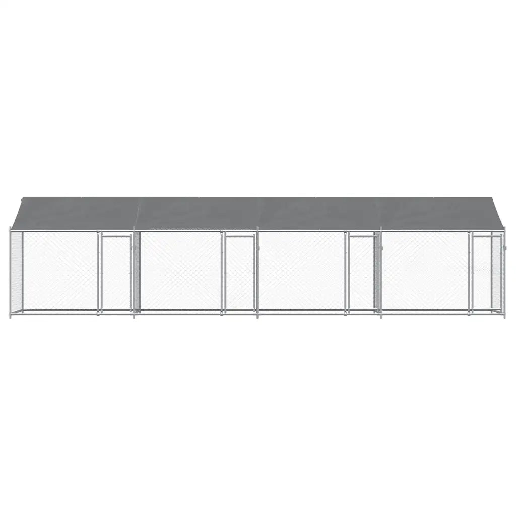 Gabbia Cani con Tetto e Porte Grigia 8x2x2 m in Acciaio Zincato 3209565