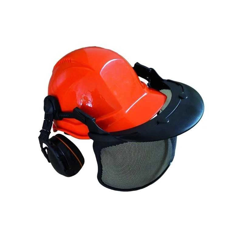 Elmetto Protezione Blinky Jac con Cuffie E Visiera Arancione