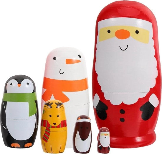 Set di 6 poppe di matriona russe per Natale poppe di neve poppe di nido per bambini Natale e compleanni per bambini matriona per bambini