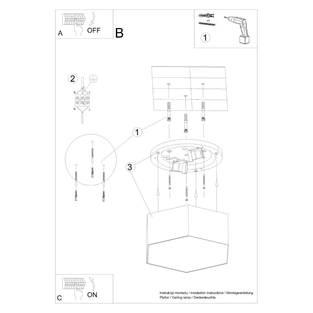 Lampada da soffitto moderna a cubo SUNDE arancione spagnolo in PVC nero 2x15W LED