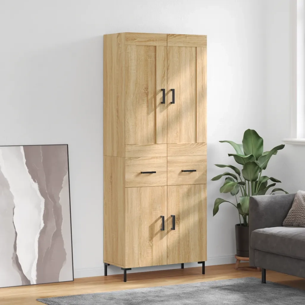 Credenza-Buffet-Armadio da cucina Rovere Sonoma 69,5x34x180 cm in Legno Multistrato 513079