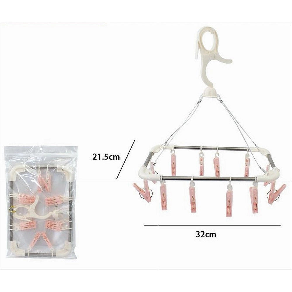 Trade Shop - Stendibiancheria 12 Pinze Mollette Stendino Biancheria Asciugatura Gancio 79540 -