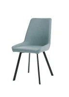 E-STYLO Sedia da pranzo in microfibra acquamarina con gambe e struttura in metallo nero, 48cm X 60cm H. 87cm.