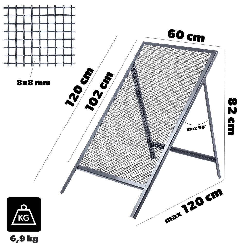 Setaccio da costruzione KADAX per sabbia, terra, muratura, 120x60 cm, ghiaia, maglia 8 mm