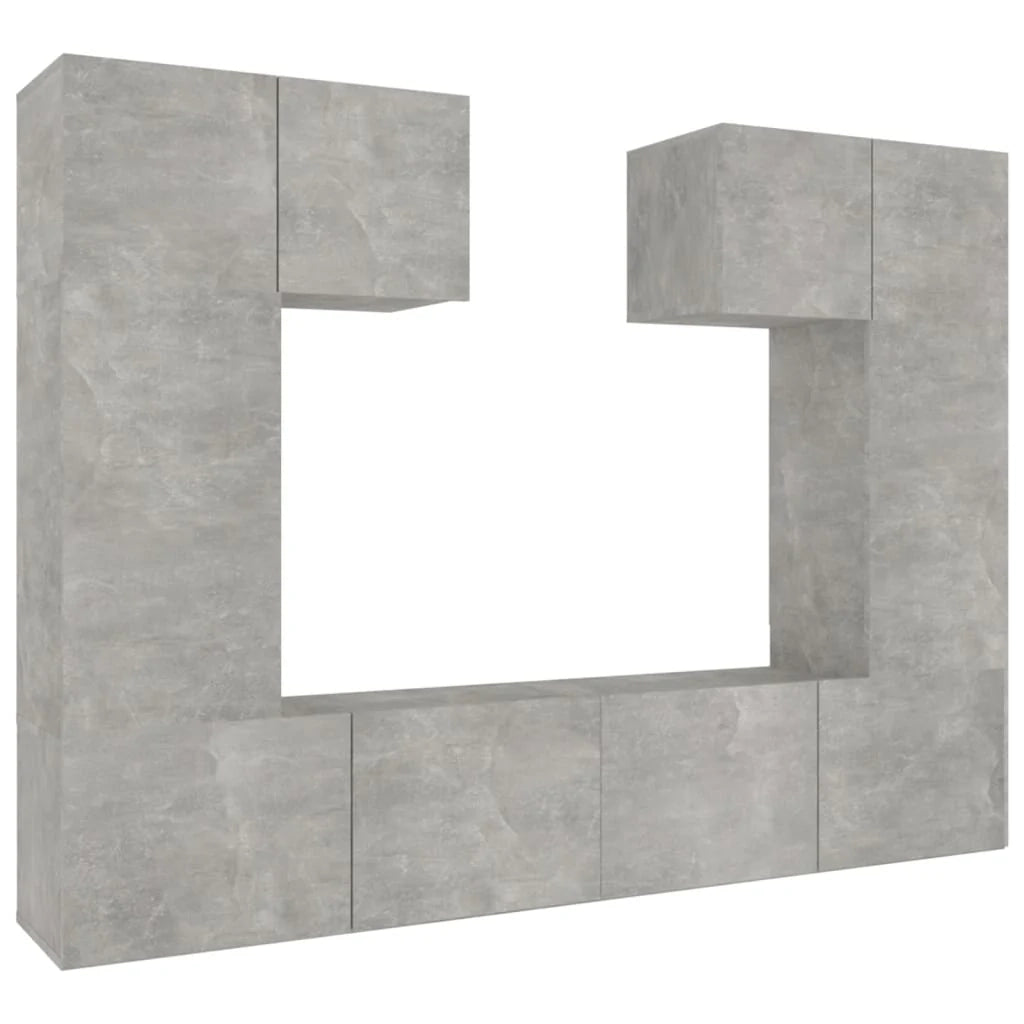 Set di mobili da 6 pezzi tra cui armadio credenza mobile TV televisore per soggiorno camera da letto salotto legno ingegnerizzato grigio 02_0025037