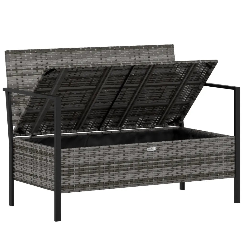 Panca da Giardino a 2 Posti-Sgabello-Panca da esterno con Cuscini in Polyrattan Grigio