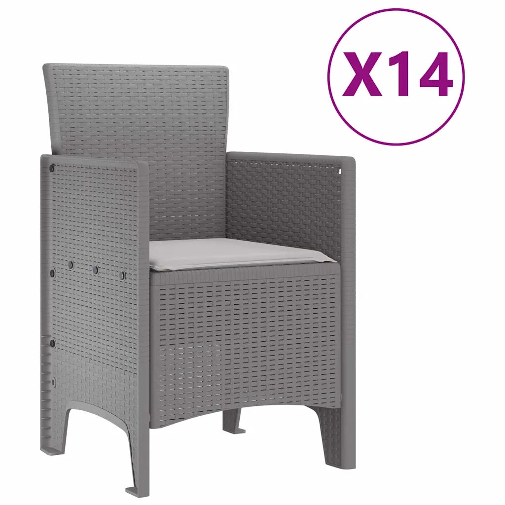 Set da pranzo da giardino con cuscini 15 pcs Grigio chiaro PP