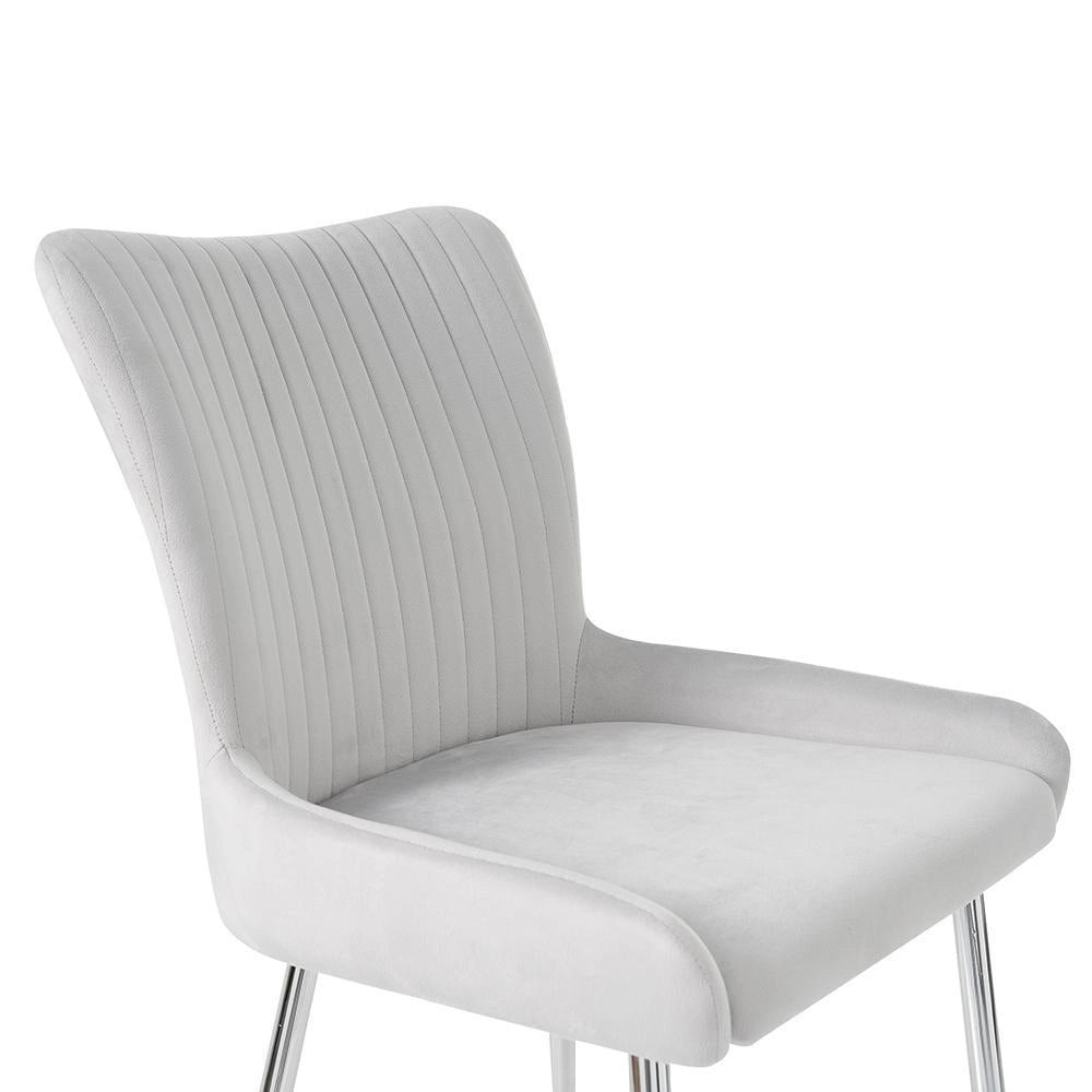 Chaise da pranzo in velluto - Xylo - 2 pezzi, supporto lombare, gambe in metallo argento
