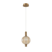 Sospensione Italux Lenti oro ambra rigata Ø15 LED 7W