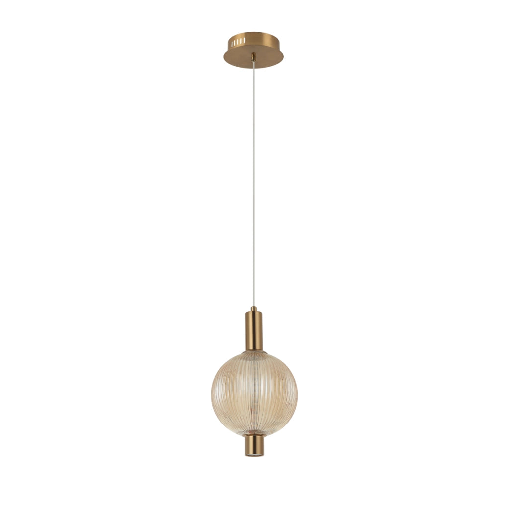 Sospensione Italux Lenti oro ambra rigata Ø15 LED 7W