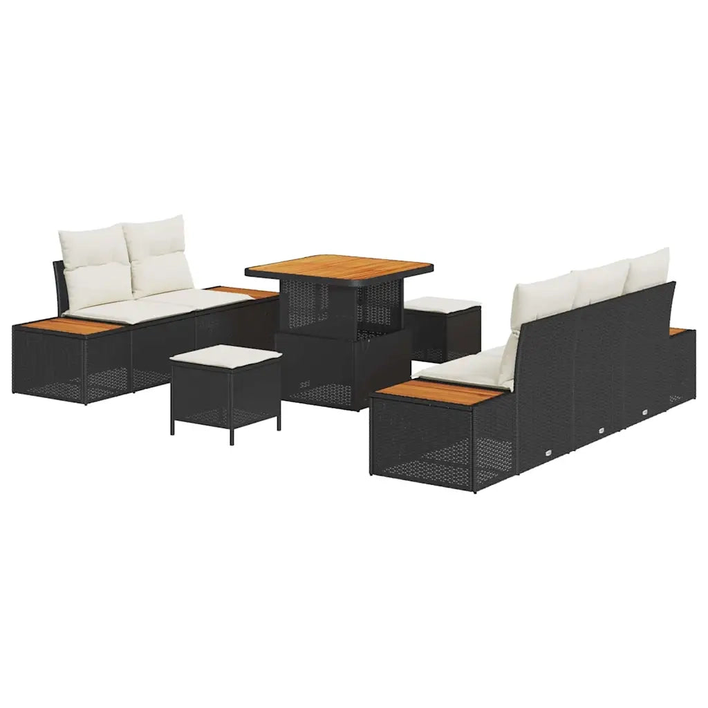 Set Divano da Giardino con cuscino 8 pcs Nero e Crema 3364805