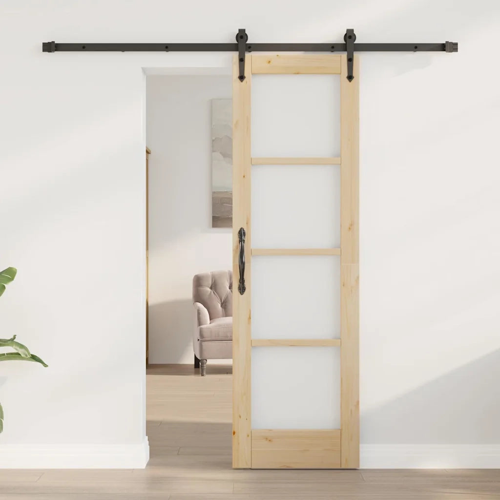 Porta scorrevole Naturale e Nero 61 x 198,5 cm 3332377