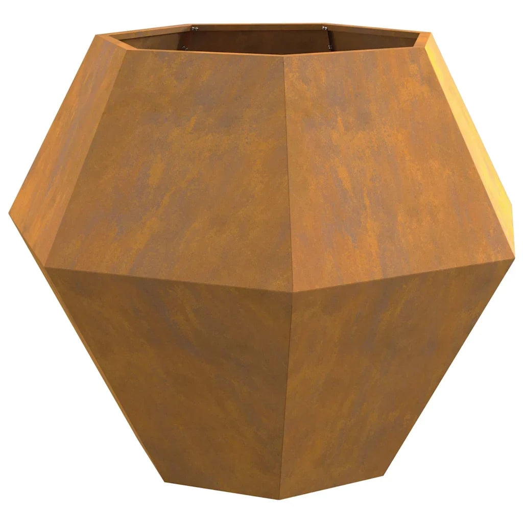 Pratica fioriera rettangolare dal design rustico 100 x 100 x 80 cm realizzata in acciaio arrugginito 02_0053102