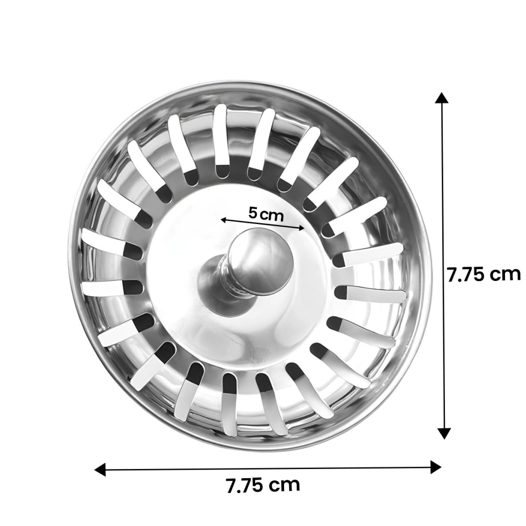 Filtro per lavello da cucina da 7,75 cm con tappo e perno in gomma da 5 cm Argento Avizar