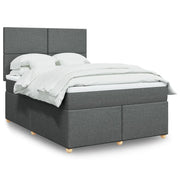 vidaXL Giroletto a Molle con Materasso Grigio Scuro 140x200cm Tessuto