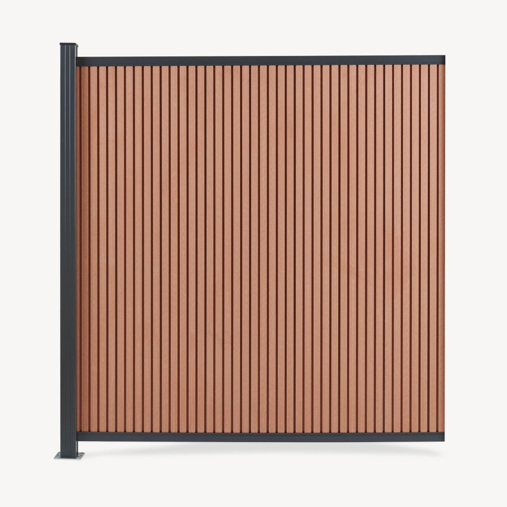 Recinzione Frangivista Grassano in WPC Modulo di Estensione con Montante (AxL) 185 x 175 - Marrone NEU.HOLZ