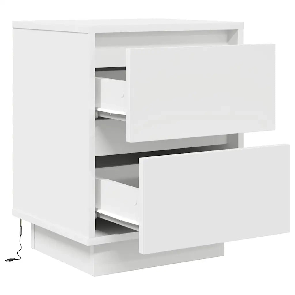 Comodini con Luci a LED 2 pz-Set di 2 Tavolino da notte Bianco 38x34x50 cm