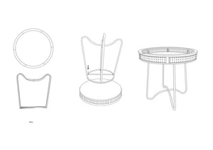 Tavolino Basso Ø60x60,5 cm in Metallo e Legno