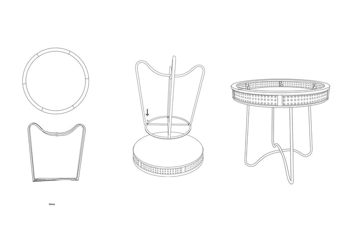 Tavolino Basso Ø60x60,5 cm in Metallo e Legno