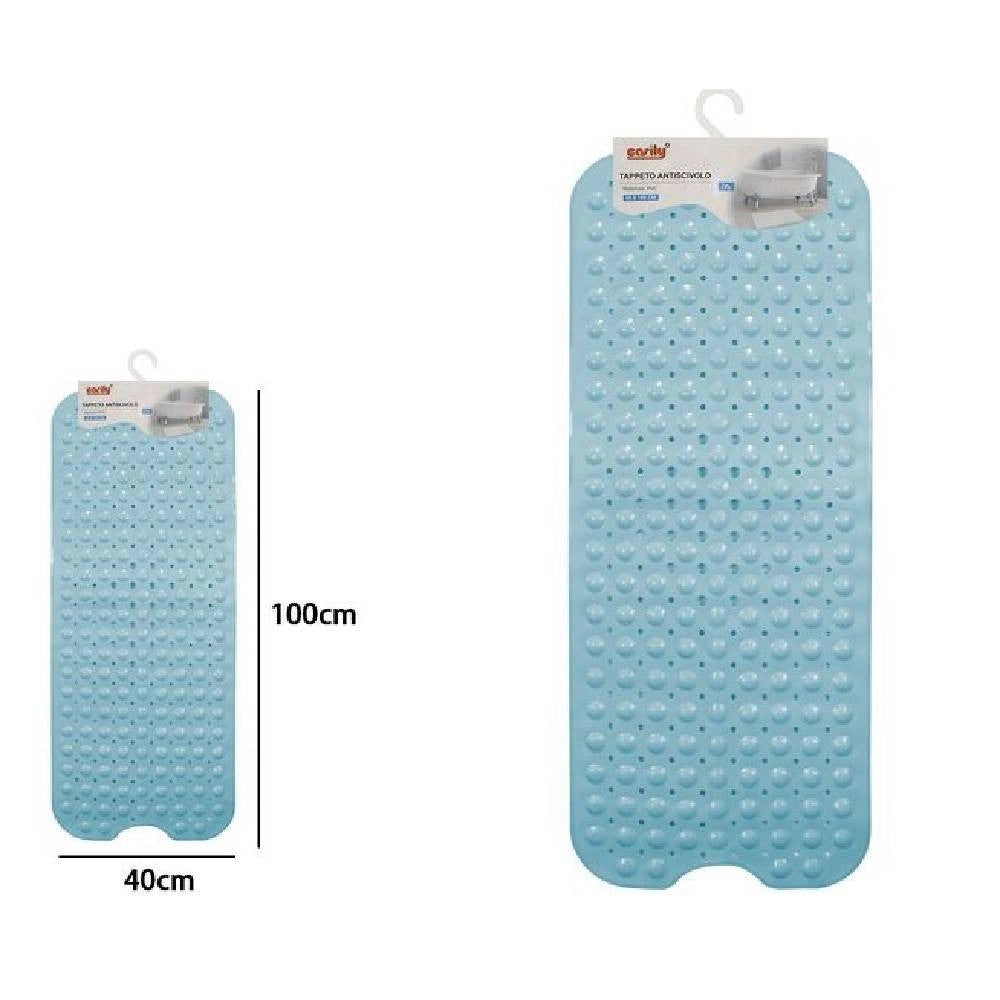 Trade Shop - Tappetino Per Vasca Antiscivolo 100 X 40 Cm Tappeto Doccia In Pvc 79742 Azzurro -