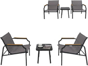 Set di 3 mobili da giardino con struttura in metallo stabile e tessuto traspirante, set da giardino con 2 sedie e tavolo, set da salotto per terrazza e balcone