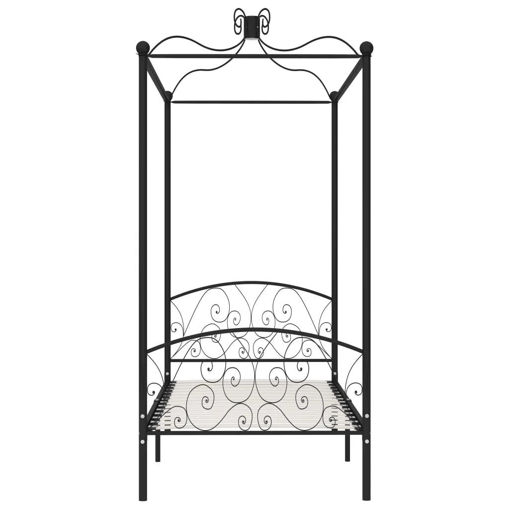 Letto a Baldacchino Nero in Metallo 100x200 cm 284475