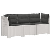 Divano da giardino 3 posti con cuscini in look rattan PP Bianco 3443843