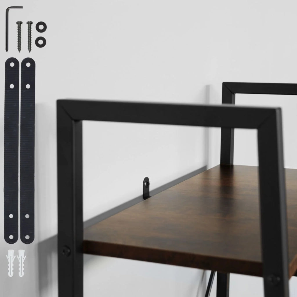 Libreria grande in stile industriale/vintage con 4 ripiani 139 cm marrone 08_0000280