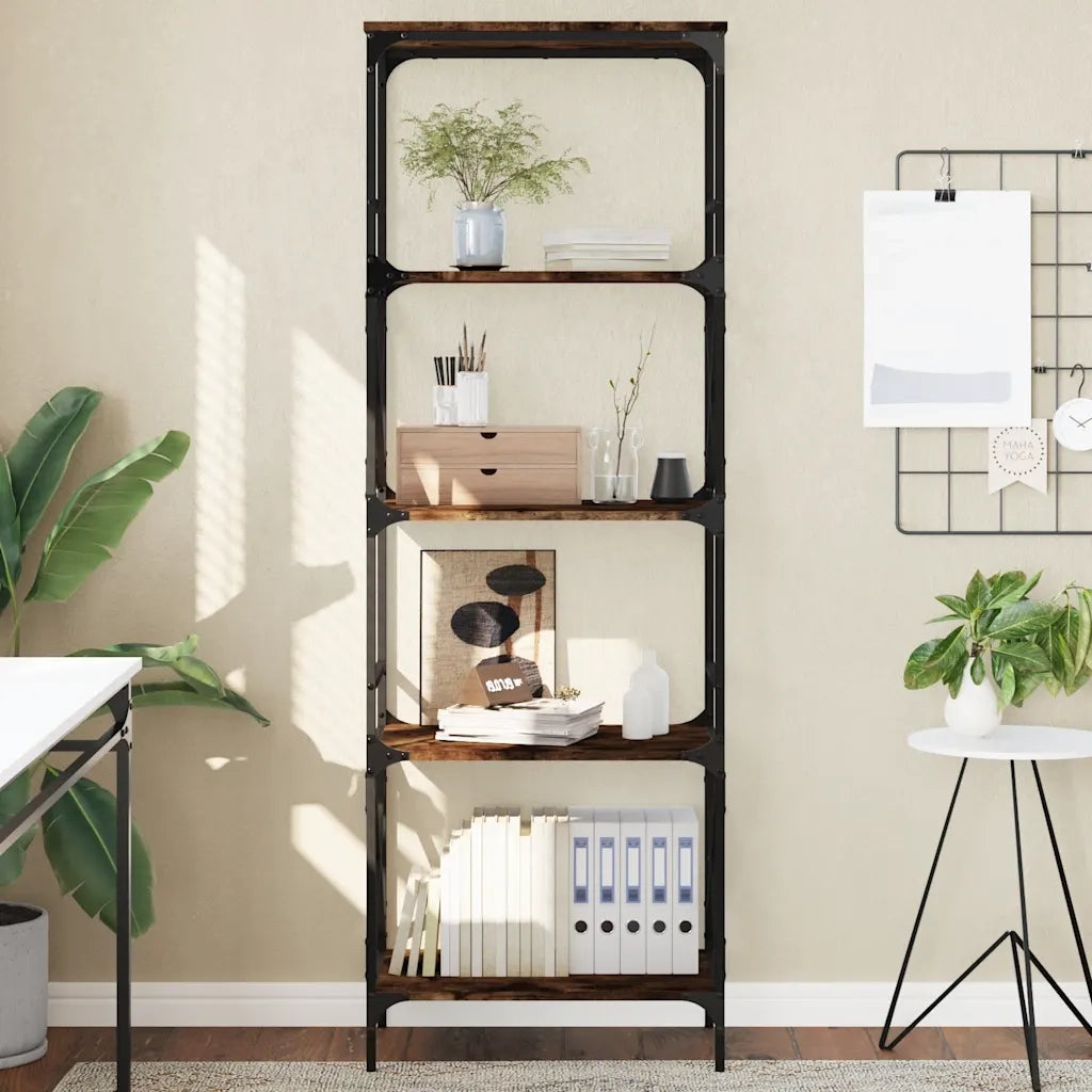 Libreria-Scaffale per Libri-Mobile di Stoccaggio Rovere Fumo 5 Ripiani 59x35x171 cm Legno Multistrato