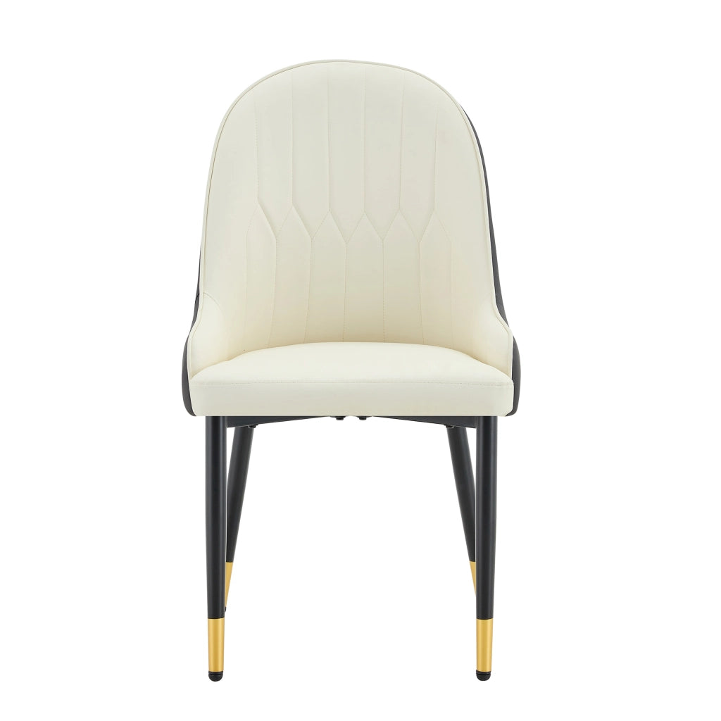 Sedie da Pranzo Imbottite Set 2 Pezzi ¨C MINIMAL ¨C Bianco e Grigio Scuro, Schienale, Similpelle