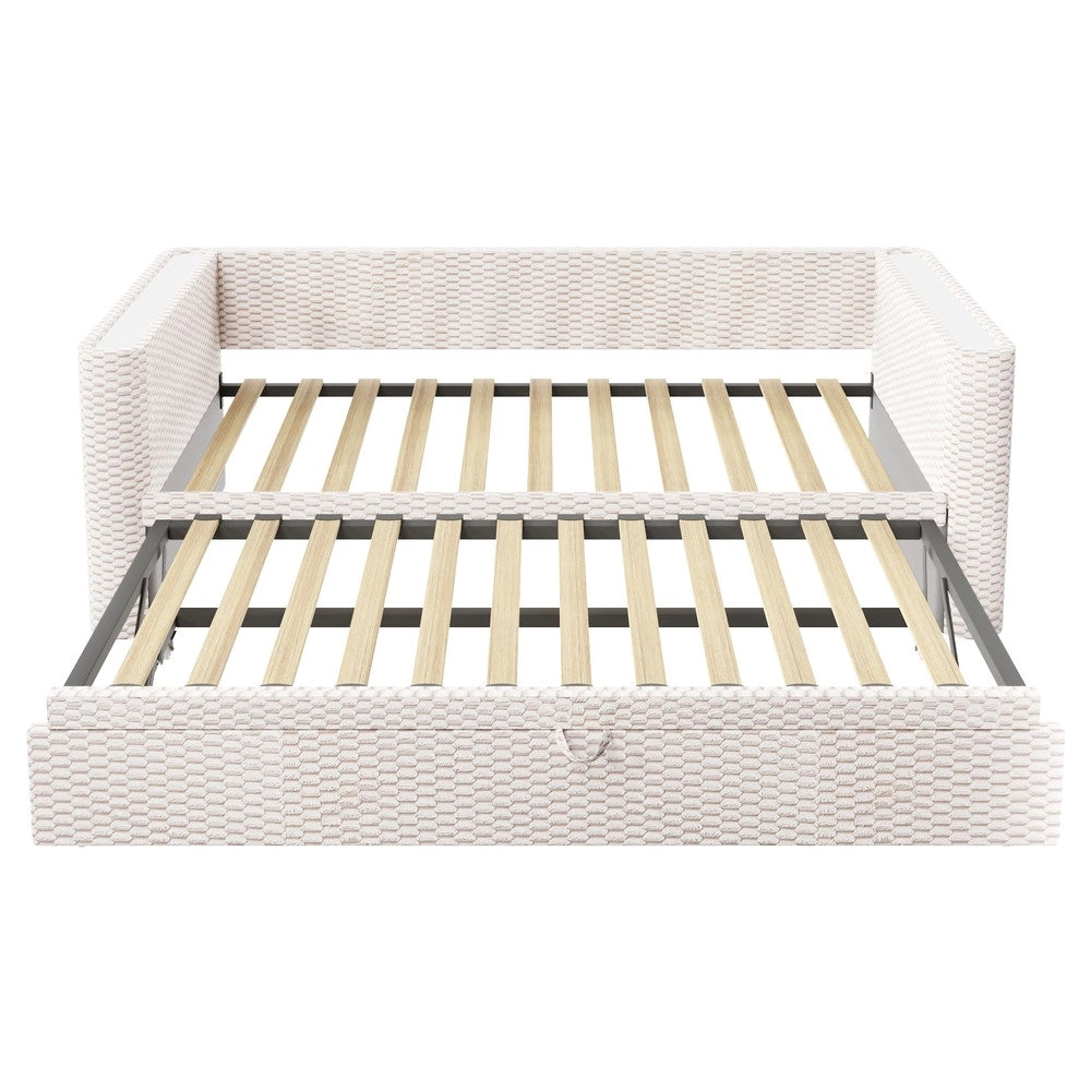 Divano Letto Estraibile con LED ¨C Xylo ¨C Velluto Beige 90x200 / 180x200