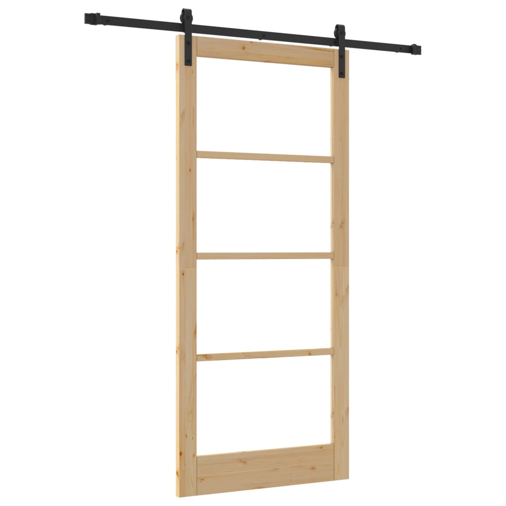Porta Scorrevole con Set Hardware 'ORKDAL'Legno Massello e Vetro