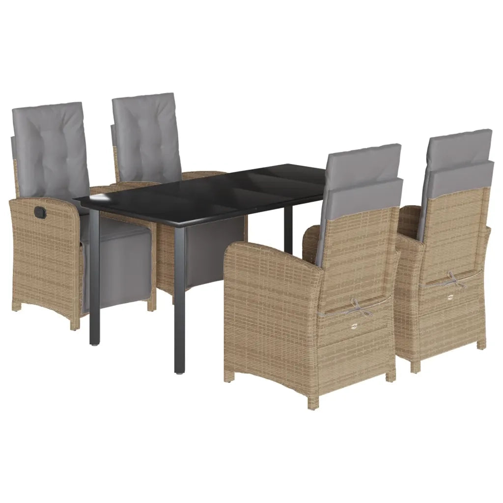 Set da Pranzo da Giardino 5 pz con Cuscini Beige in Polyrattan 3212594