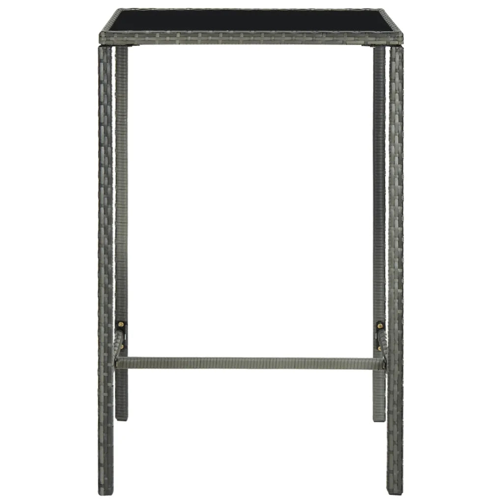 Tavolo da Bar da Giardino Grigio 70x70x110 cm Polyrattan Vetro 313459
