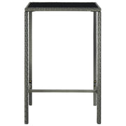 Tavolo da Bar da Giardino Grigio 70x70x110 cm Polyrattan Vetro 313459