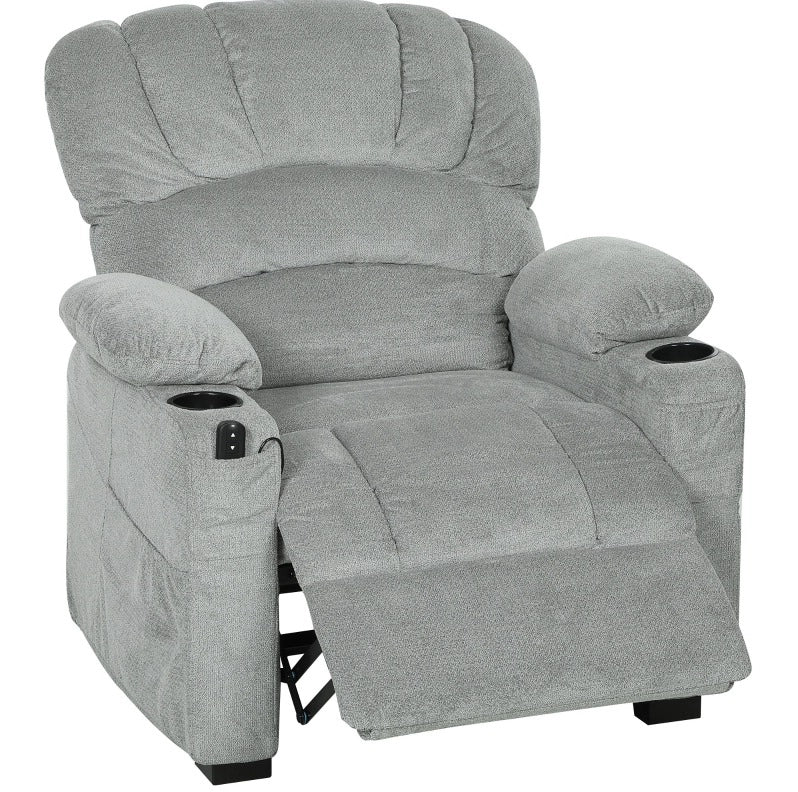 Poltrona relax elettrica grigia con USB e 2 memorie