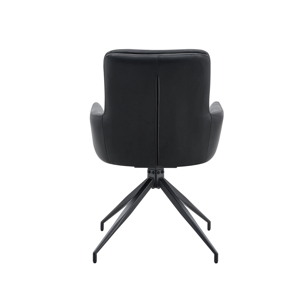 Set 2 Sedie da Pranzo Girevoli ¨C MINIMAL ¨C Similpelle Nera, Gambe in Metallo Nero