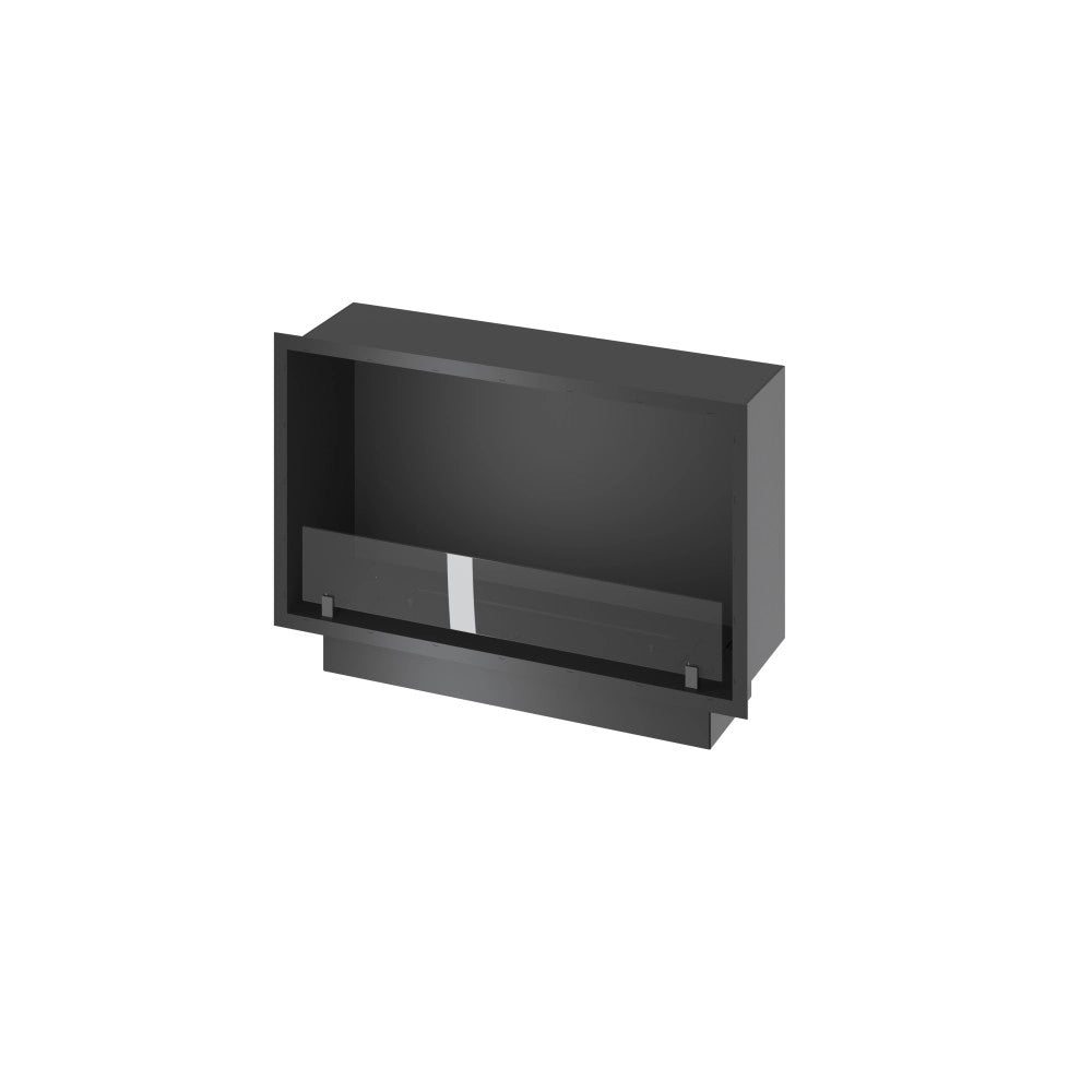 Caminetto a Bioetanolo Inside Black 800 da Incasso - Nero Opaco, con Vetro, Bruciatore 1L, Design Moderno