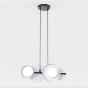 Lampada a sospensione Model con dischi in acciaio grigio e diffusori