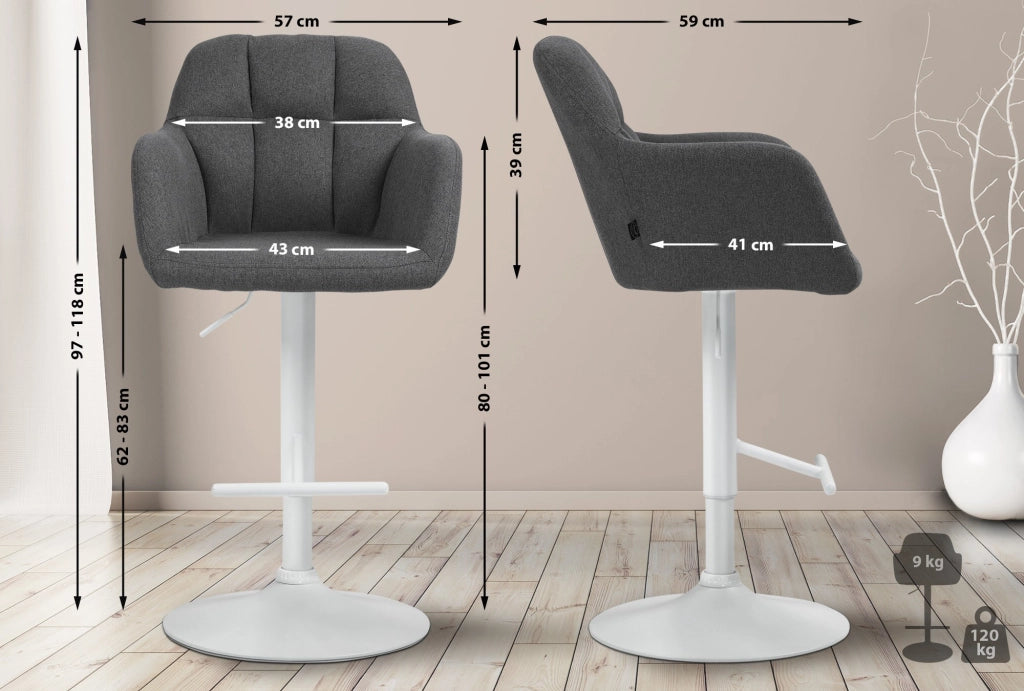 Barhocker Natoma Stoff weiЯ