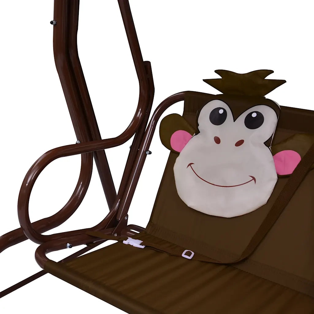 Dondolo a Panchina per Bambini Marrone 115x75x110 cm in Tessuto 48097
