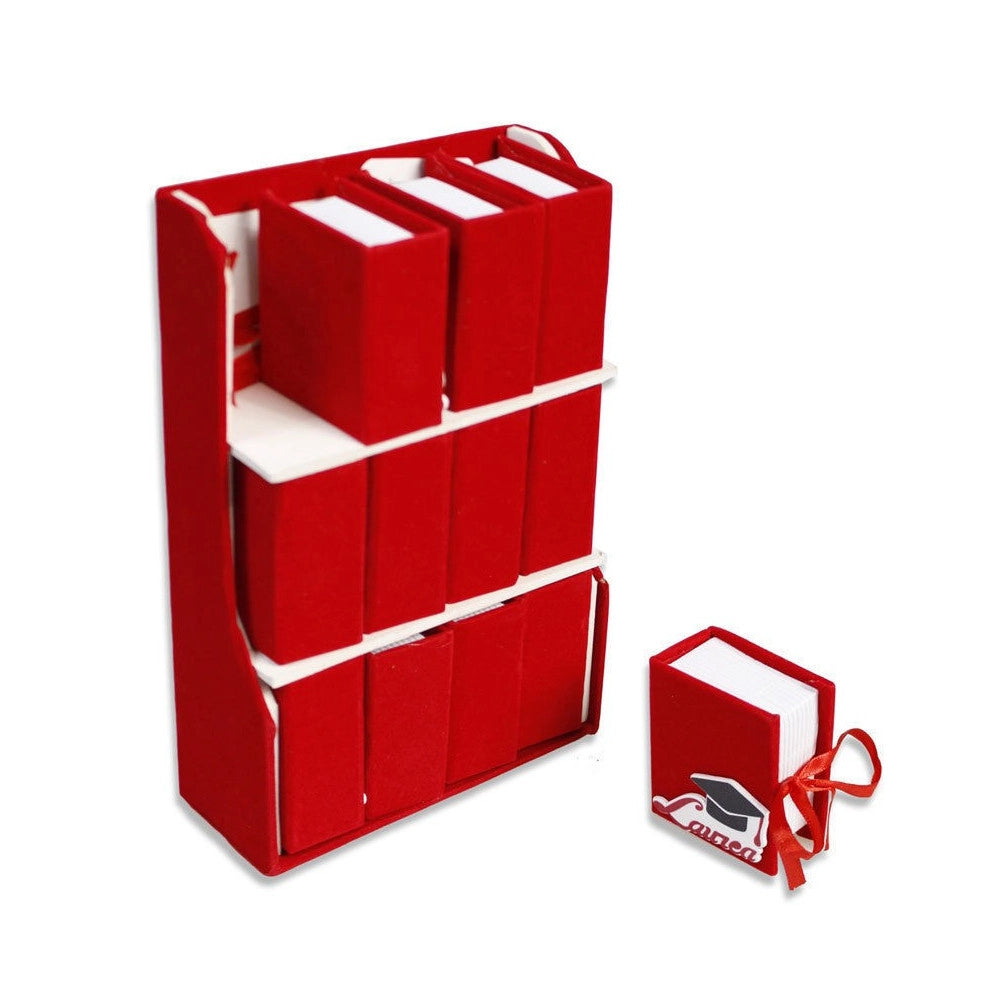 Trade Shop - 12 Scatolina Portaconfetti In Velluto Bomboniera Per Laurea Rosso Con Vassoio -