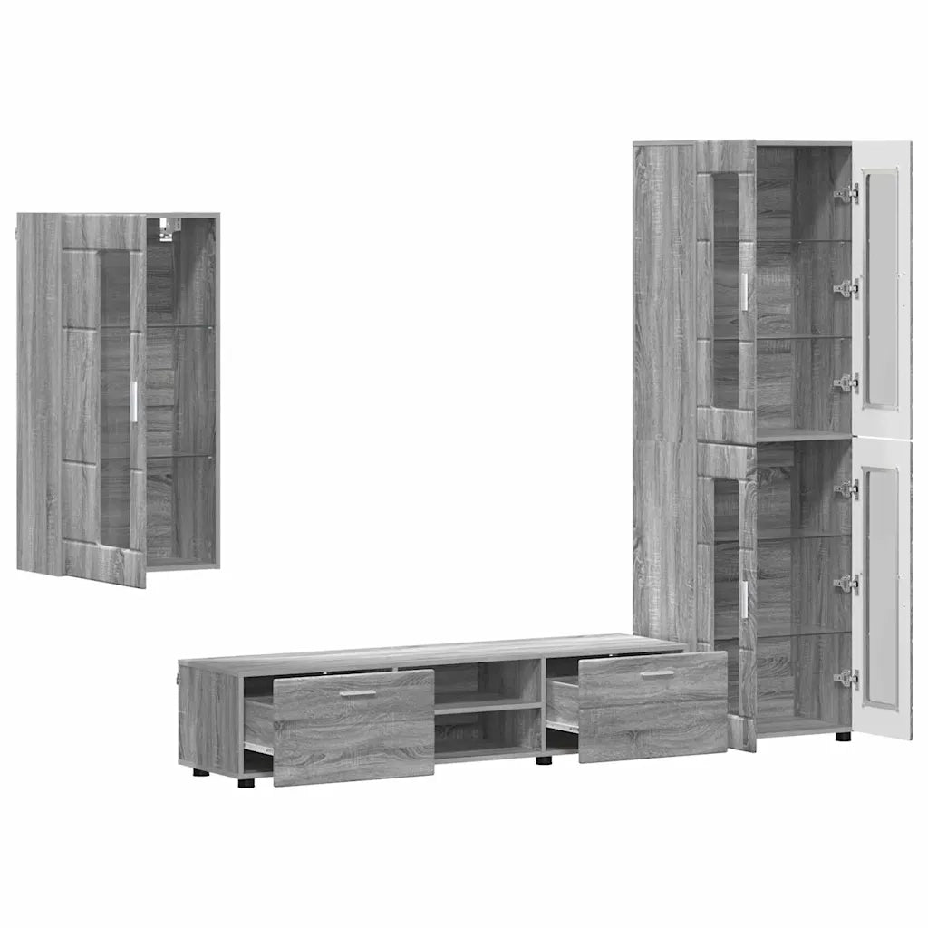 Set mobile TV con porta FLORIN Grigio Sonoma Legno multistrato