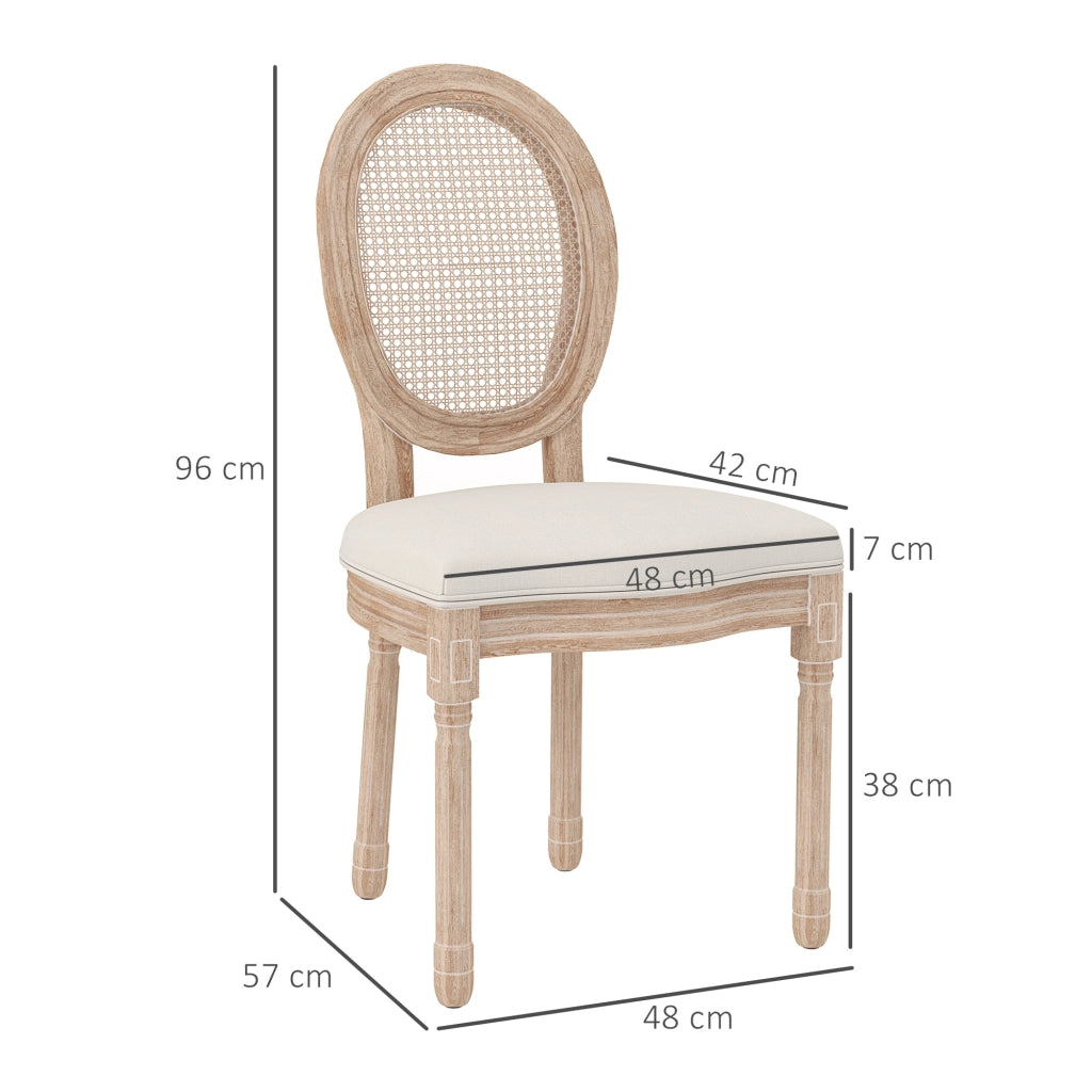 Set di 2 Sedie da Pranzo Vintage con Intreccio Vienna ¨C zephmum ¨C Naturale e Creme
