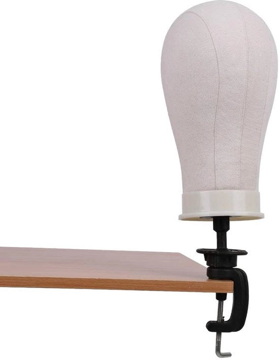 Manichino Capo 32cm - Supporto per Capelli - Fermo Tavolo - Display Capelli - Tela - Materiali di Alta Qualità - Display Capelli